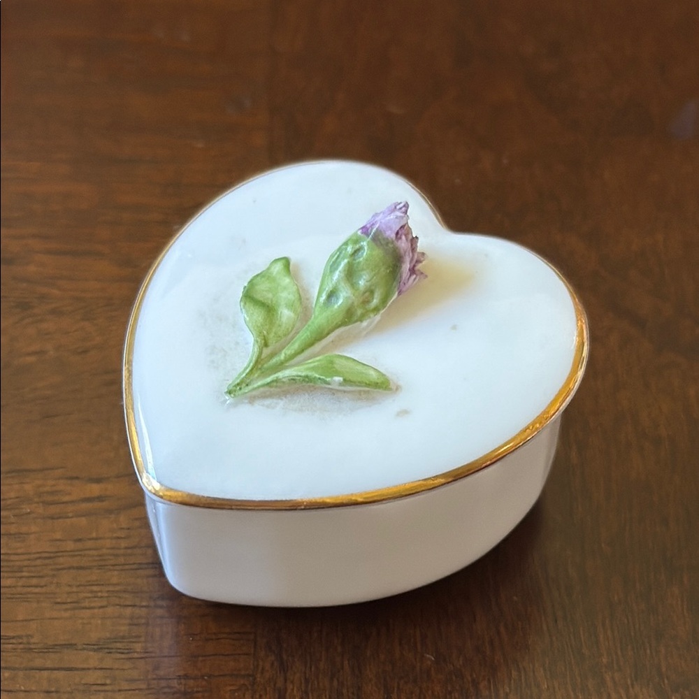 Coalport bone china Flora Britanniae England Heart-Shaped mini Trinket Box